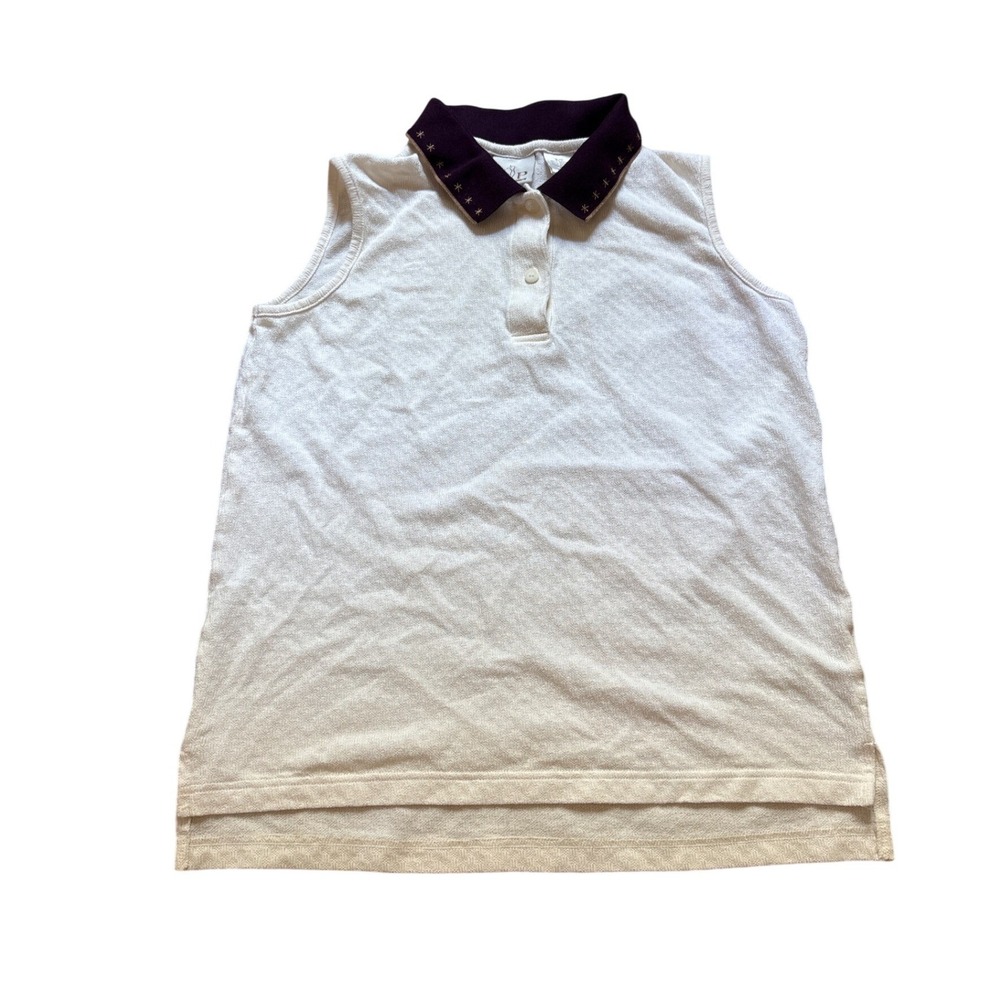EP‎ Pro Polo Tank Top Womens White Burgundy Embroidered Collar Cotton SIZE S